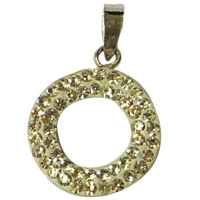 Glitzerkugel, ca.19mm Ø, Damenanhänger mit silber/runden Anhänger, Fassung aus 925er Sterlingsilber