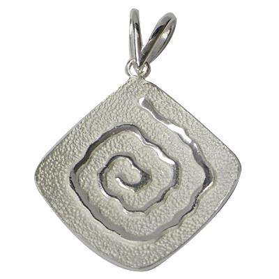 Karo Silberanhänger Spirale glänzend matt 925er Sterling Silber Damen Anhänger Kette