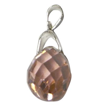 Tropfen orange Zirkonia Glitzer Anhänger facettiert 925er Sterling Silber Aufhänger 20 mm