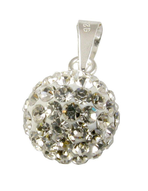 Glitzerkugel weiß 20 mm Kristall Silberanhänger Anhänger 925er Silber Damen Glitzer Schmuck