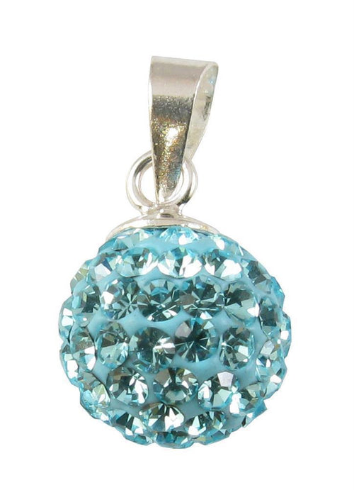 Glitzerkugel hell blau 16 mm Kristall Silberanhänger Anhänger 925er Silber Damen Glitzer Schmuck
