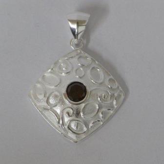 Silberanhänger rot Zirkonia Raute Muster gewölbt 925er Sterling Silber Glitzer Anhänger Damen Kette