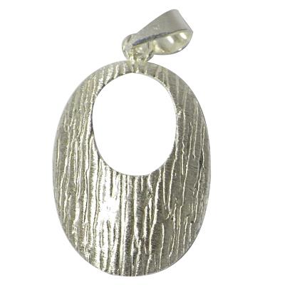 Silberanhänger Oval mit Rillen Anhänger 925er Sterling Silber Unisex Schmuck