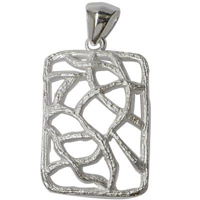 Silberanhänger Rechteck matt glänzend Rillen 925er Sterling Silber Damen Kette Anhänger