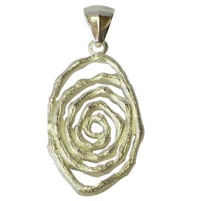 Silberanhänger spiralige Ellipse matt Rillen glänzend Damen Anhänger Kette 925er Sterling Silber