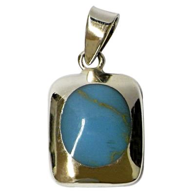 Damen Anhänger/ Silberanhänger, 925 Sterling Silber mit synthetischem Türkis, ca. 17 x 13 mm