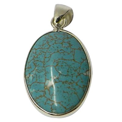 Damen Anhänger, Anhänger mit Howlith in 925 Sterling Silber eingefasst, ca.25 x 20 mm