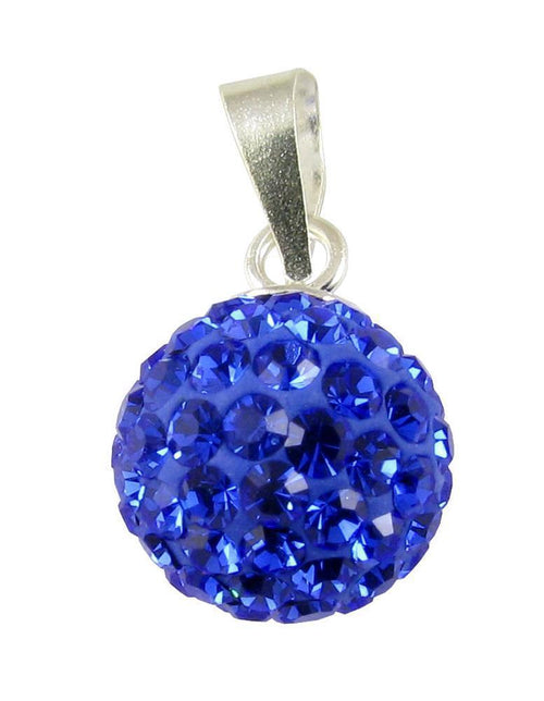 Glitzerkugel safir blau 8 mm Kristall Silberanhänger Anhänger 925er Silber Damen Glitzer Schmuck