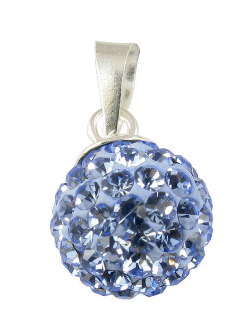 Glitzerkugel light safir hell blau 12 mm Kristall Anhänger 925er Silber Damen Glitzer Schmuck