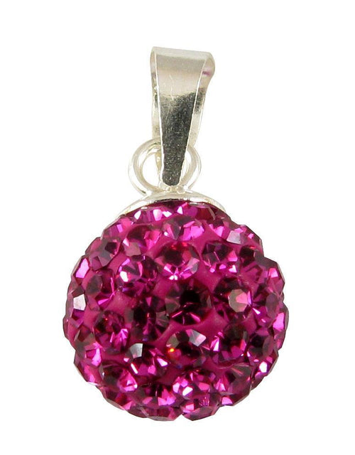 Glitzerkugel pink magenta 8 mm Kristall Silberanhänger Anhänger 925er Silber Damen Glitzer Schmuck