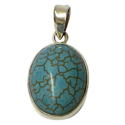 Damen Anhänger, Anhänger mit Howlith in 925 Sterling Silber eingefasst, ca.20 x 15 mm