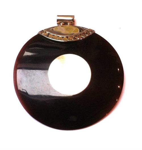 Silberanhänger Perlmutt Anhänger Kette 925er Sterling Silber Unisex Schmuck Muschel weiß braun