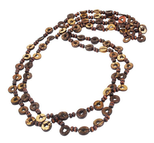 Holzkette braun Kokosholz Kette Baumwolle Holz lang Damen Organic Schmuck