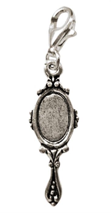 Silberanhänger Handspiegel verziert Charm Anhänger 925er Sterling Silber Unisex Schmuck