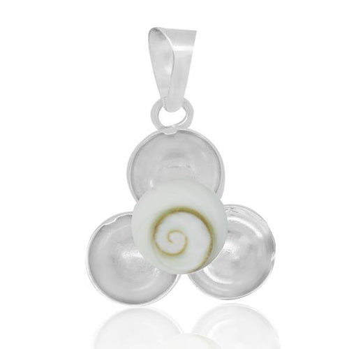 Shivaauge Blume Schalen 16 mm Anhänger rund 925er Sterling Silber Silberanhänger Shiva Auge