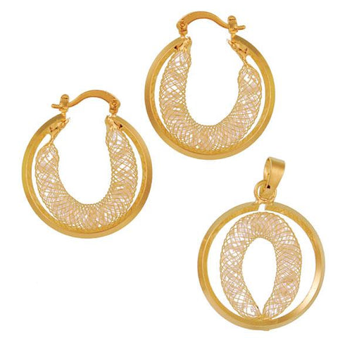 Brass Schmuck Set Ohrringe Anhänger Damen nickelfrei Glassteine