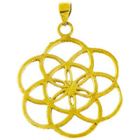 Load image into Gallery viewer, Messing Brass Anhänger Blume des Lebens antik gold silber Kette flower of life

