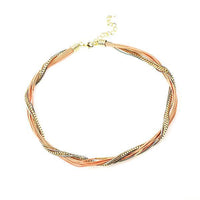 Load image into Gallery viewer, Set Kette Armband 18 karat vergoldet Leder Bündel Ketten nickelfrei rot grün beige
