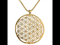 Load image into Gallery viewer, Messing Brass Anhänger Blume des Lebens antik gold silber Kette flower of life
