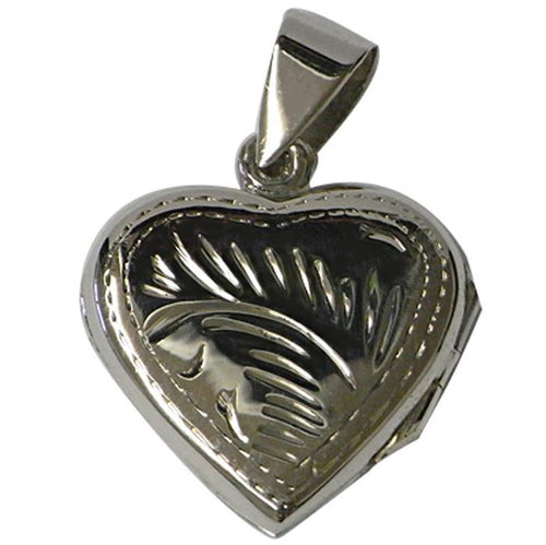 Silberanhänger Medaillon Herz flach Linien 925er Sterling Silber Anhänger Damen Kette