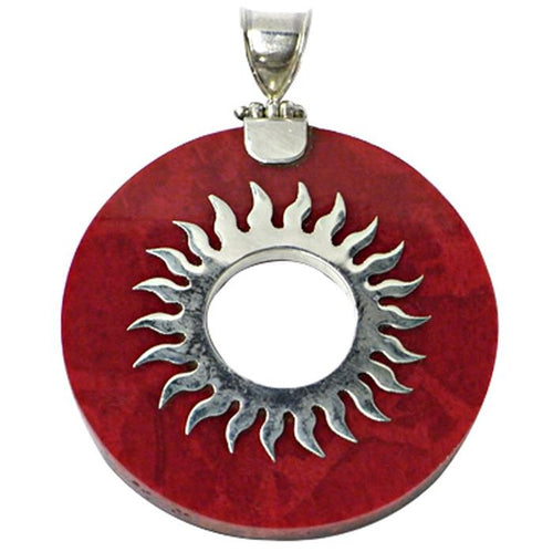 Korallenanhänger 3 cm Ø Silberanhänger Anhänger Koralle 925er Sterling Silber Damen Schmuck rund Sonne