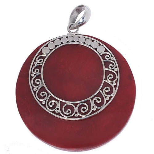 Korallenanhänger Silberanhänger Anhänger Koralle 925er Silber Damen Schmuck Ring Spiral rund