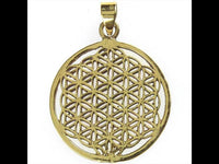 Load image into Gallery viewer, Messing Brass Anhänger Blume des Lebens antik gold silber Kette flower of life
