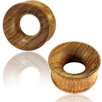 Load image into Gallery viewer, Tunnel ribbed Teakholz braun gemasert Plug handmade
