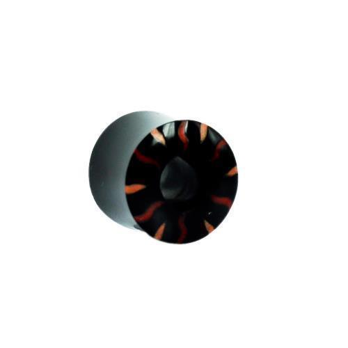 Horn Tunnel schwarz orange rot Bone Inlay handgeschnitzt Organic Expander Tribal Piercing Plug Ohrstecker