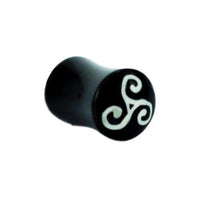 Load image into Gallery viewer, Horn Plug schwarz Bone Inlay Spiralen Organic Expander Tribal Piercing Ohrstecker Tunnel

