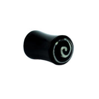 Load image into Gallery viewer, Horn Plug schwarz Bone Inlay weiß Spirale Organic Expander Tribal Piercing Tunnel Ohrstecker

