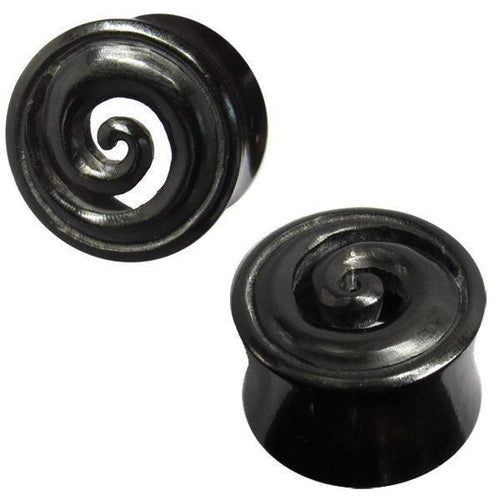 Tribal Horn Plug Tunnel schwarz ausgeschnitzte Spirale Horntunnel Organic Expander Tribal Piercing