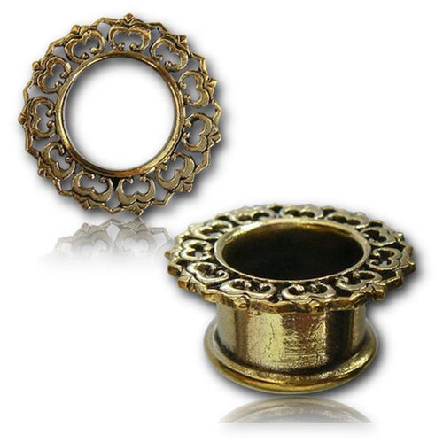 Brass Tunnel filigran Spitze gold nickelfrei Plug Organic Messing Expander Ohrschmuck Piercing