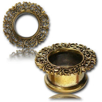 Load image into Gallery viewer, Brass Tunnel Italien Design Kranz filigran gold nickelfrei Plug Organic Messing Expander Piercing
