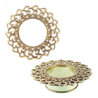 Load image into Gallery viewer, Brass Tunnel Herzen Punkte antik gold nickelfrei Plug Messing Expander Schmuck
