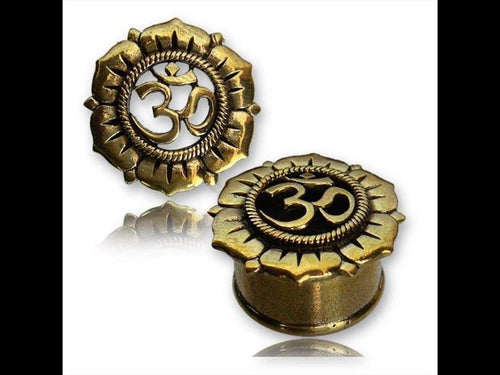 Brass Tunnel Blüte Om Seil antik golden Plug Messing Expander Schmuck