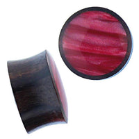 Load image into Gallery viewer, Holz Flesh Plug Sonoholz rot Resin Inlay double flared
