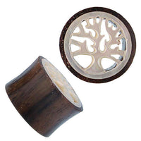 Load image into Gallery viewer, Holz Plug Tamarinde Tunnel Perlmutt Baum des Lebens handgeschnitzt Tribal Expander

