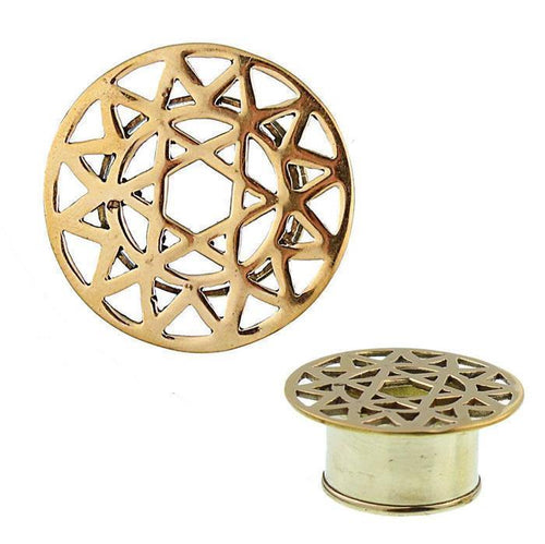 Brass Tunnel Stern in Blume Kreis golden Messing Expander Plug antik Schmuck