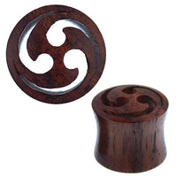 Load image into Gallery viewer, Holz Tunnel Sonoholz Triskele Inlay drei Sicheln Plug
