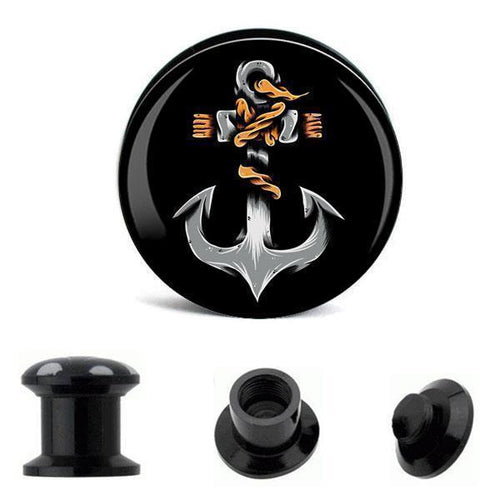 Schraub Plug Acryl Anker Seil Balken schwarz Tunnel Expander Piercing Ohrschmuck