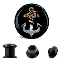 Load image into Gallery viewer, Schraub Plug Acryl Anker Seil Balken schwarz Tunnel Expander Piercing Ohrschmuck
