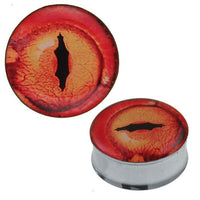 Load image into Gallery viewer, Plug Tunnel Auge Echse rot Edelstahl Acryl Expander Piercing Chirurgenstahl
