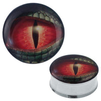 Load image into Gallery viewer, Plug Tunnel Auge Schlange grün rot Edelstahl Acryl Expander Piercing Chirurgenstahl

