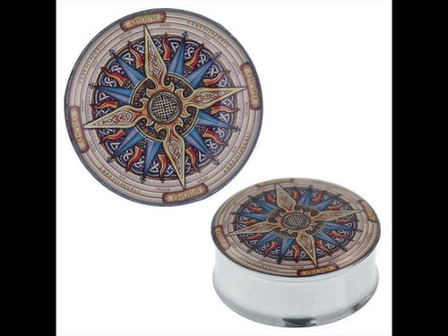 Plug Tunnel Stern Sonne Muster Edelstahl Acryl Expander Piercing Chirurgenstahl