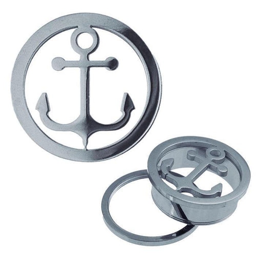 Tunnel silbern Anker Chirurgenstahl Edelstahl Schraub Plug Expander Piercing
