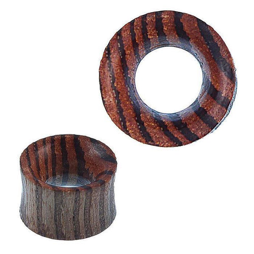 Holz Tunnel Zebraholz konkav gestreift geschnitzt Plug Tribal Expander Ohrplug