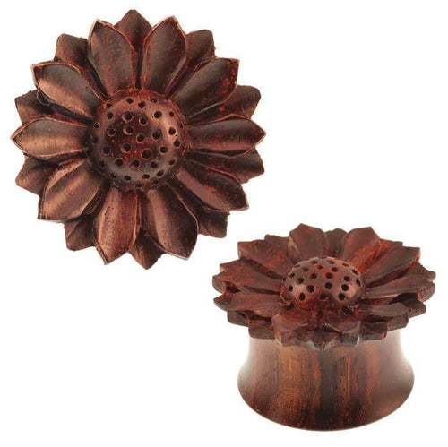 Dunkelbraun Sonoholz Plug gemasert Gänseblümchen Tribal Expander Organic