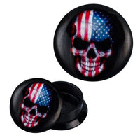 Load image into Gallery viewer, Schraub Plug Acryl USA Totenschädel Flagge Expander Piercing Ohrschmuck

