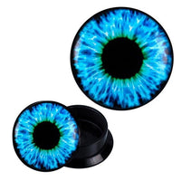 Load image into Gallery viewer, Schraub Plug Acryl Auge Pupille grün türkis Expander Piercing Ohrschmuck
